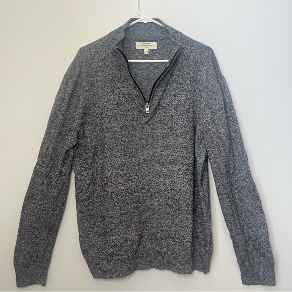 Cashmere Cotton Blend Hawker Rye Heather Charcoal Gray 1/4 Zip Pullover Large - Picture 1 of 9